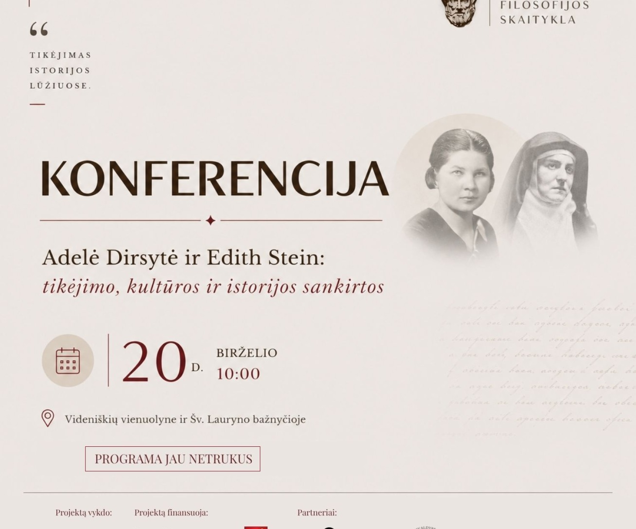 Konferencija „Adelė Dirsytė ir Edith Stein: tikėjimo, kultūros ir istorijos sankirtos“